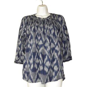 NWOT Scotch & Soda Blouse 2 Shirred Embellished 3/4 Sleeve Abstract Print Boho